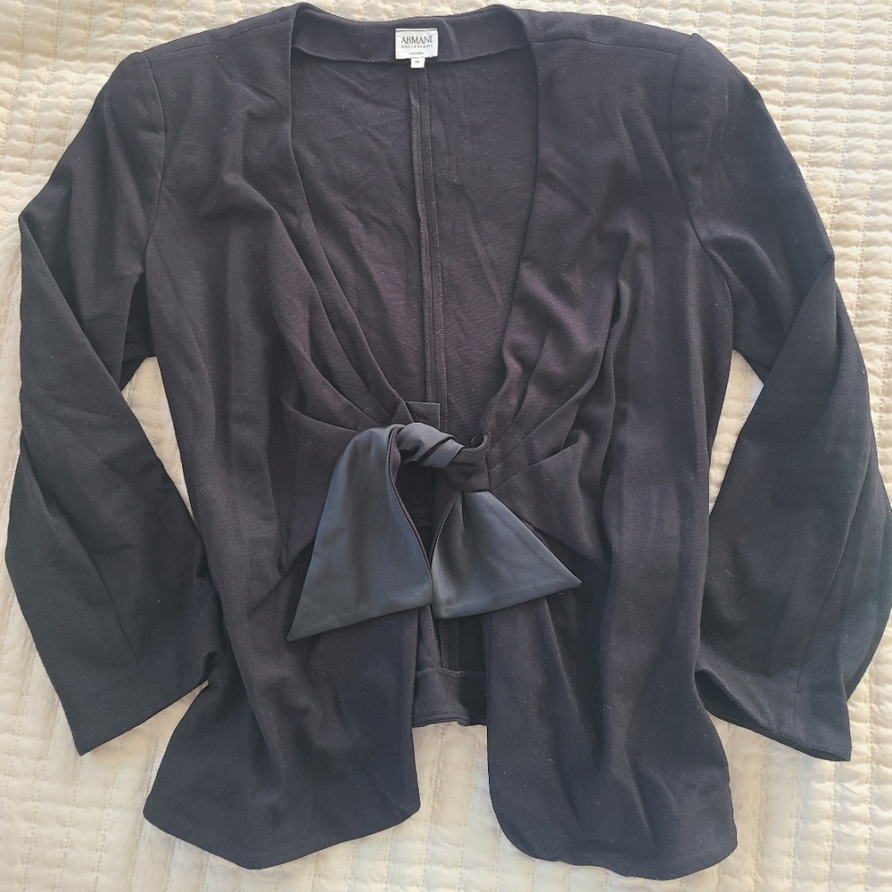 Armani Collezioni Black Women's Blazer with Satin Accent - Picture 6 of 7